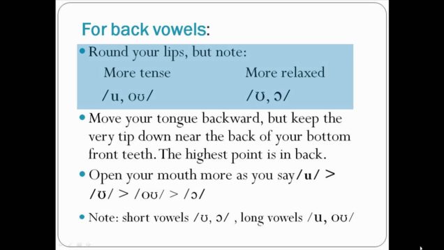 Pronunciation of English Vowel Sounds 3 – Back Vowels – Part 2
